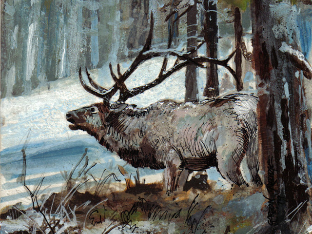 Elk in the Forest – Acrylic Painting
