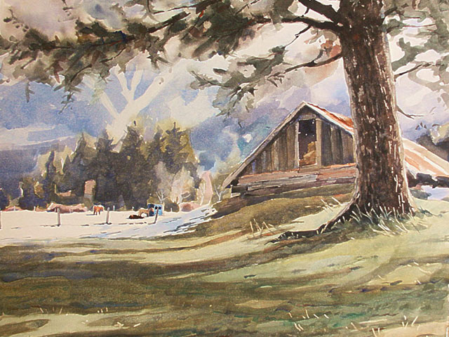 Watercolor of Hay Barn in Bella Coola, B.C.