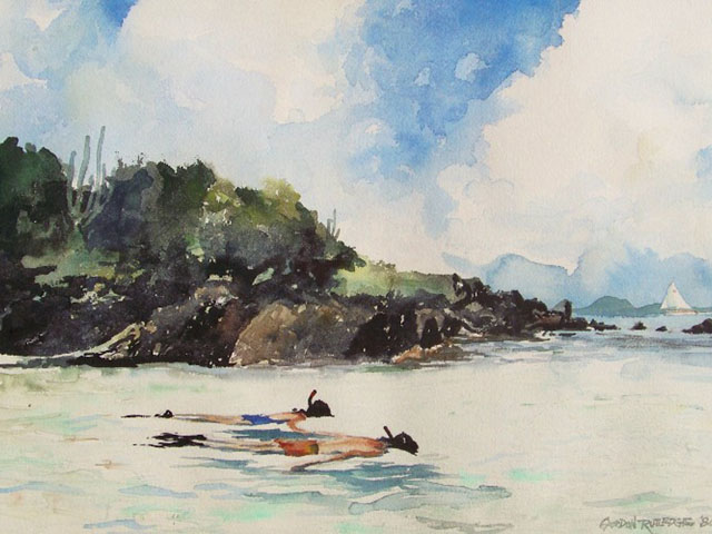 Trunk Island Snorkelers – Watercolor Painting